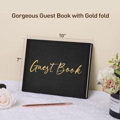 JUBTIC Black Guest Book for Graduation Party Sign in with