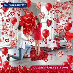 Heart-Shaped Aluminum Foil Balloon,Red Latex balloons,Confetti Balloon,Fake Peta