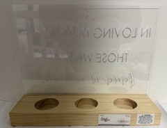 Studio His & Hers In Loving Memory Acrylic Sign w/ Wood Base & 3 Candle Holders