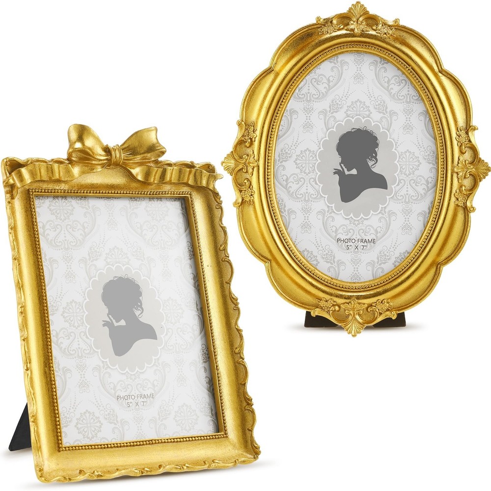 Qunclay 2 Pcs 5 x 7 Inches Vintage Photo Frames Antique Baroque Ornate Resin …