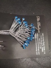 1 Doz. Diamond Rhinestone Spray, Sapphire Blue Wired Rhinestones Corsage Bouquet