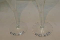 Toasting Clear Glass Set Wedding floral w/Bride Groom Names » David And Amber»
