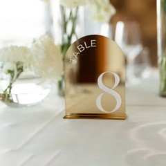 Acrylic Wedding Table Numbers with Stand Gold Mirror Table Signs Modern