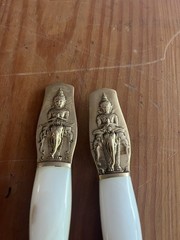 Pair Of Brass Bone vintage Ceremonial Buddha Cake Knife, And Cake Server