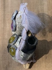 Unique Handmade Bride and Groom Rocks Wedding Decor Centerpiece Bottle Cap Eyes
