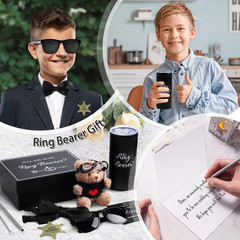 6Pcs Wedding Ring Bearer Gifts Set Wedding Party Favors Include 14 Oz Ring Beare