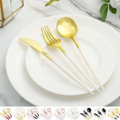24 Plastic Cutlery Disposable Spoon Fork Knife Set Wedding Party Event Tableware