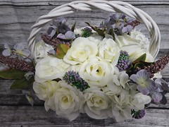 Wedding Table Centerpieces, Floral Reception Centerpieces, Purple, Ivory, Roses