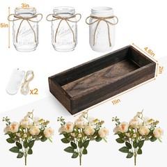 DUOER Centerpieces for Tables Coffee Table Centerpiece Decor with Wood white