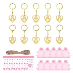 10Pcs Heart Shape Baby Feet Keyrings For Baby Showers Gender Announcement Gift
