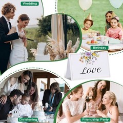 60 Floral Wildflower Place Cards for Weddings, Parties, and Events – 4.33×3.54″