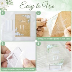 White Rose Acrylic Wedding Table Numbers 120 Stands 4×6 Inch Clear Signs Set