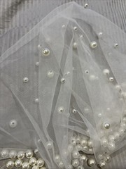 Ivory Pearl Waterfall Bridal Bouquet: Cascading Wedding Bouquet and Pearl Vale