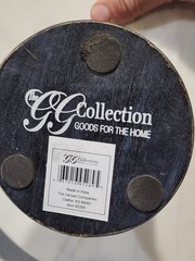 GG Gracious Goods Inlaid Metal Cake Stand with Marble Top