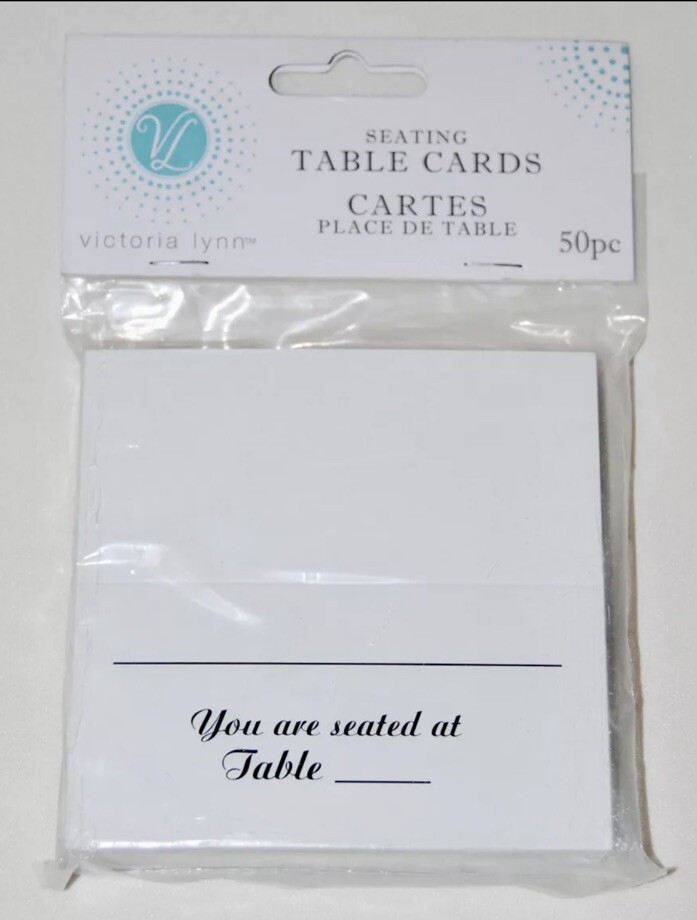 New Victoria Lynn White Seating Table Cards for Weddings or Parties 50pc