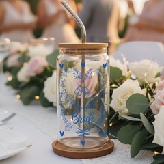 Something Blue Bride to be Gifts Glass Tumbler for 16 Ounces, Transparent