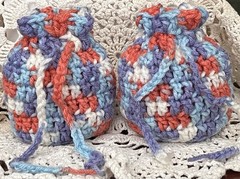 2 Crochet Drawstring Bags Wedding Party Favor Pouch Jewelry Gift Coin Dice Bags