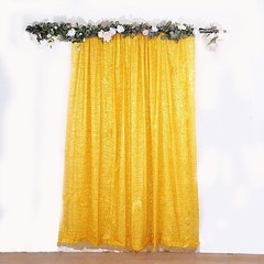 8ft x 8ft GOLD Polyester Backdrop CURTAIN Drape Panel Metallic Fringe Party