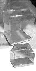 24 PCS 4x3x2-1/2″ Wedding Party Favor Gable Handle Clear PVC Box w/ Silver Card