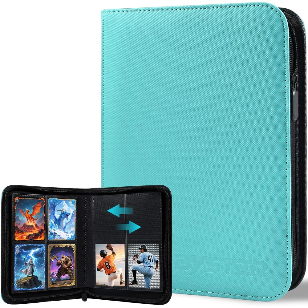 Byster 4 Pocket Card Binder Premium Pu Trading Card Binder Zipper 160 Capacity