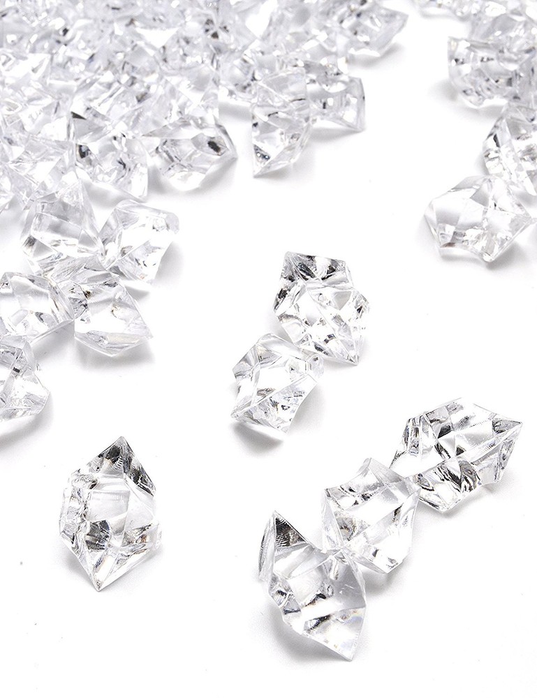 150 PCS Acrylic Clear Ice Rock Cubes, Crystals Treasure Gems, Clear