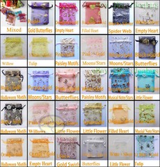 25/50/100/200pcs Print Pattern Organza Pouches Jewelry Wedding Favor Bags 4″x3″-