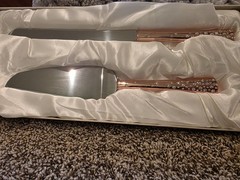 «Galaxy» Rose Gold Colored Cake Knife And Server Set With Crystals