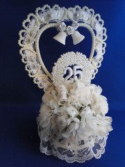 New Elegant 25th Wedding Anniversary Caketop with White Floral & #25 Decor, #54