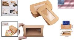 Clear Window Treat Boxes – 40 Pack Kraft Pillow Boxes for Every Occasion