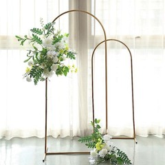 5 ft Gold Metal Floral Display Frame Round Top Backdrop Stand Wedding Arch Event