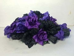 Purple Black Rose Calla Lily Bridal Wedding Bouquet Accessories