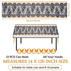 12 Pcs Black Lace Table Runners Rustic Wedding Table 14 x 120 Inch Classic