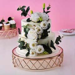 Gold Clear 14-Inch Round Metal Glass Geometric CAKE STAND Wedding Decorations