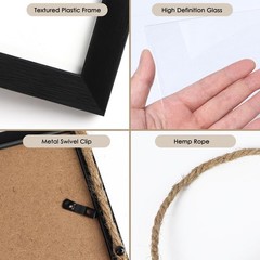 QUTREY 5×7 Collage Picture Frames Black, 6 Openings Vertical Hanging Photo Fr…