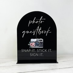 5 Pack Blank Black Arched Acrylic 8×10 In Wedding Table Signs With Stands
