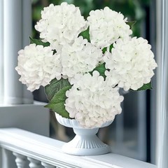 6PCS Hydrangea Artificial Flowers, Bulk Silk Fake Flower with Stems, Faux White