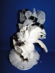 New Elegant Vintage Love Birds, double bells, black floral and white lace #55