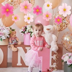 Pink Party Decorations Paper Flowers Decorations for Wall Classroom Paper Fan…