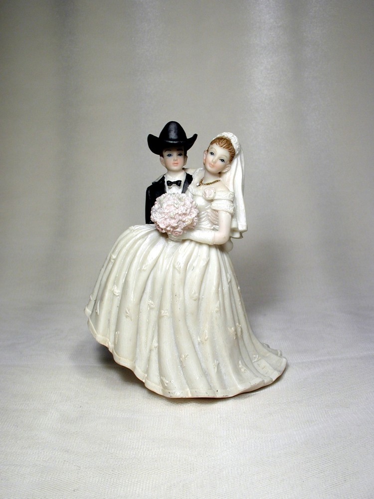 Western Cowboy Groom Bride Carry Me 5 inches Wedding Cake tops Caketopper WCM10