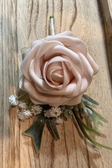 Champagne Rose Boutonniere for Wedding Prom Faux 8 Pc
