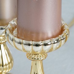3 pcs Gold Mercury Glass Pillar Candle Holders Wedding Party Events Centerpieces