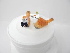 Wren Bird Cake Topper Bride Groom Love Wedding Engagement Carved Wood Statue