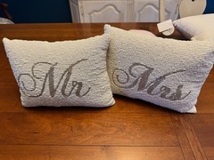 Mr. and Mrs. Beaded Wedding/Engagement Pillows