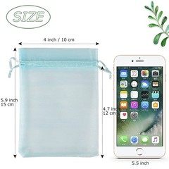 Drawstring Organza Bags, 100pcs Small Gift Pouches, Party Favors, Blue
