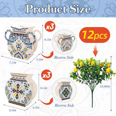 18 PCS Amalfi Coast Party Decorations, 6 Blue Tiles Lemon Table Centerpiece