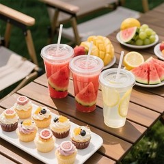 32 oz Sets Clear Plastic Cups with Lids and Straws, Sturdy & Food Safe 32oz 50