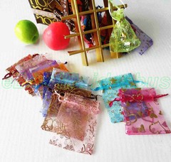25/50/100/200pcs Print Pattern Organza Pouches Jewelry Wedding Favor Bags 4″x3″