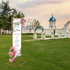 4.9 Feet Tall Welcome Sign Frame, Guest List Directory Geometric Stand,