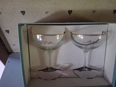 Bride & Groom Toast Glasses Goblets Set in Original Box Vintage
