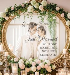 3 Pcs Welcome to Our Wedding Mirror Sign Decal,Vinyl Lettering Size1 Black